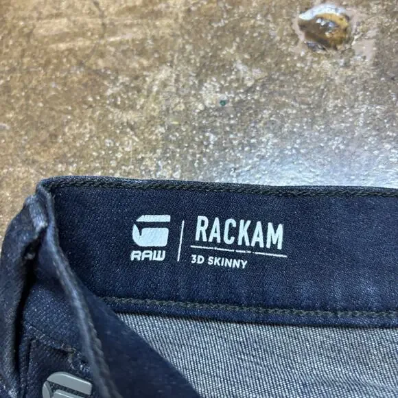 G Star Raw Rackam 3D Skinny Stretch Jeans Men's 33x32 Biker Y2K Streetwear
